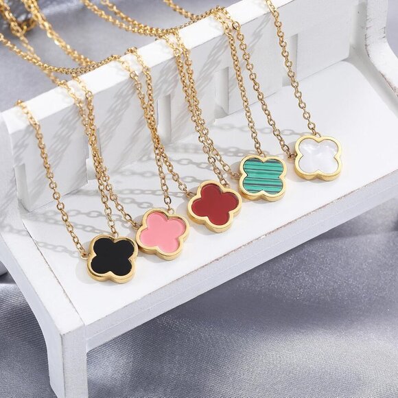 18K Gold Plated Clover Necklace for Women Four Leaf Clover Necklace Flower Lucky - Picture 7 of 7